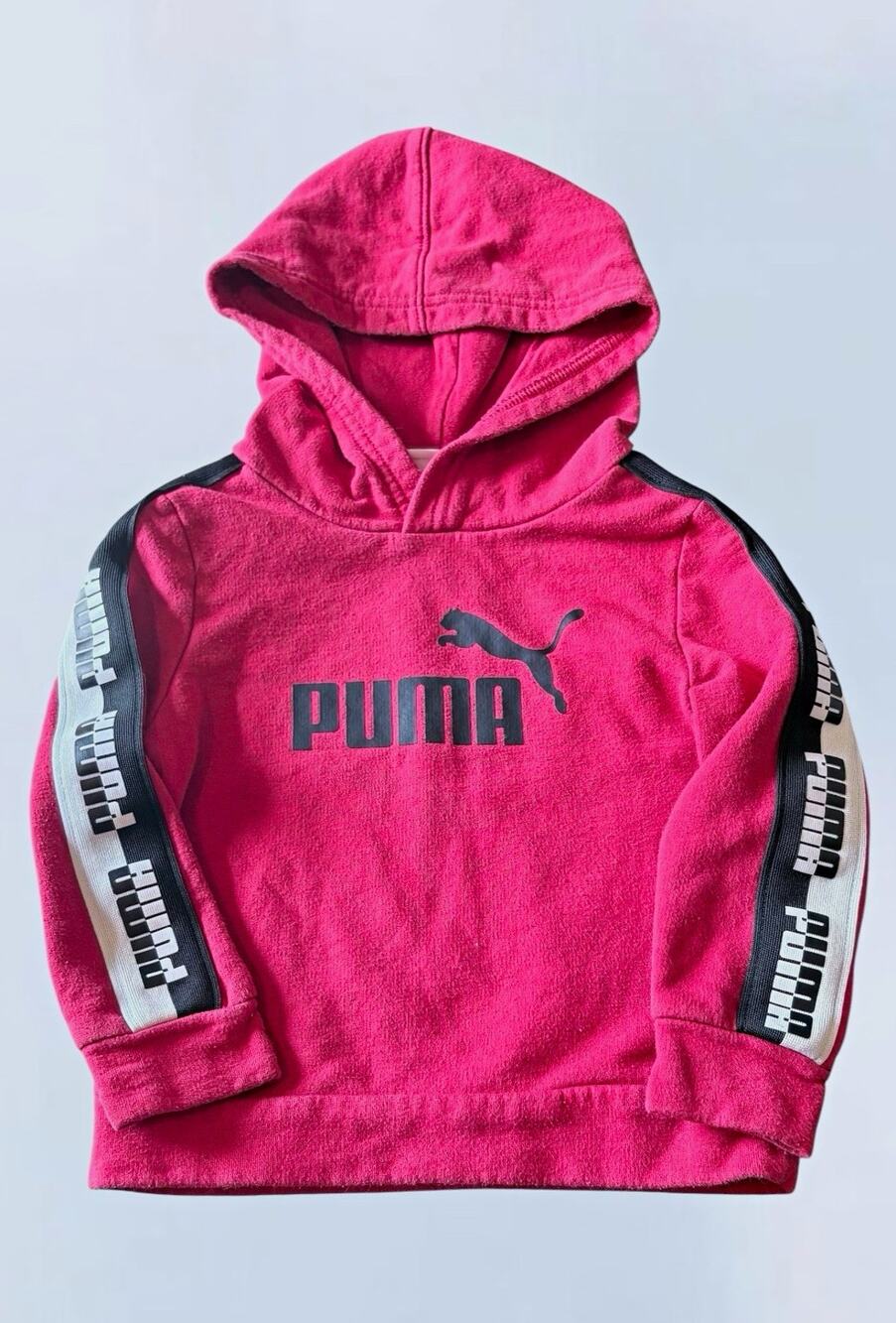 PUMA Red/Black Pullover Fleece Hoodie Logo Tape Sleeves Size 18M
